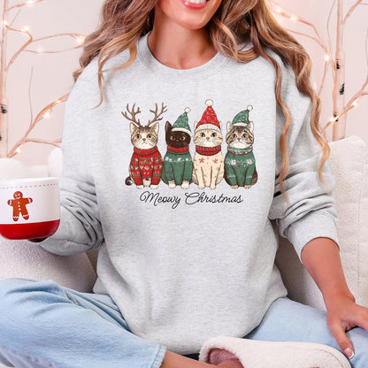 Meowy Christmas Santa Cats Paws Cozy Feline Cheer For Pet Lovers Everywhere Sweatshirt