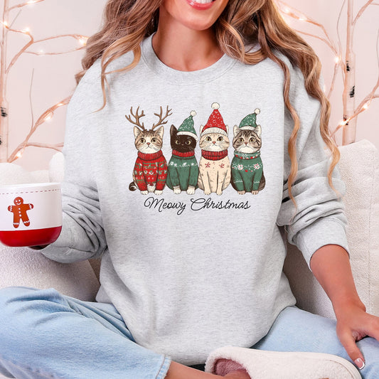 Meowy Christmas Santa Cats Paws Cozy Feline Cheer For Pet Lovers Everywhere Sweatshirt