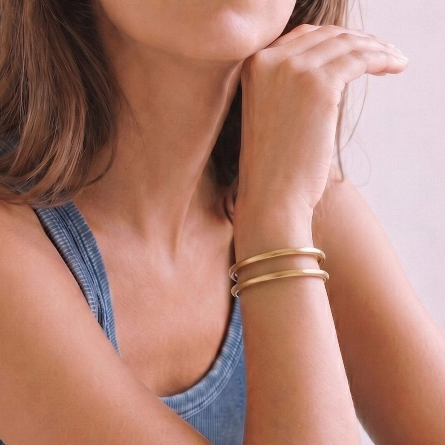 Double Loop Brass Cuff Bracelet | Mia