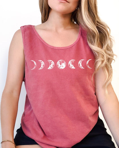 Moon Phase Comfort Colors Tank Top – Celestial Astrology Minimal Graphic