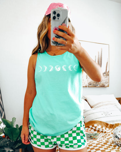 Moon Phase Comfort Colors Tank Top – Celestial Astrology Minimal Graphic