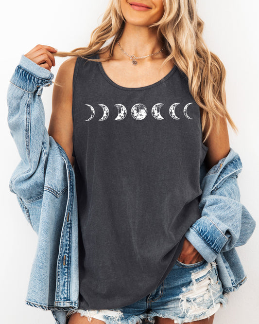 Moon Phase Comfort Colors Tank Top – Celestial Astrology Minimal Graphic