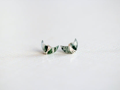 Moonbeam Studs - Moss Agate