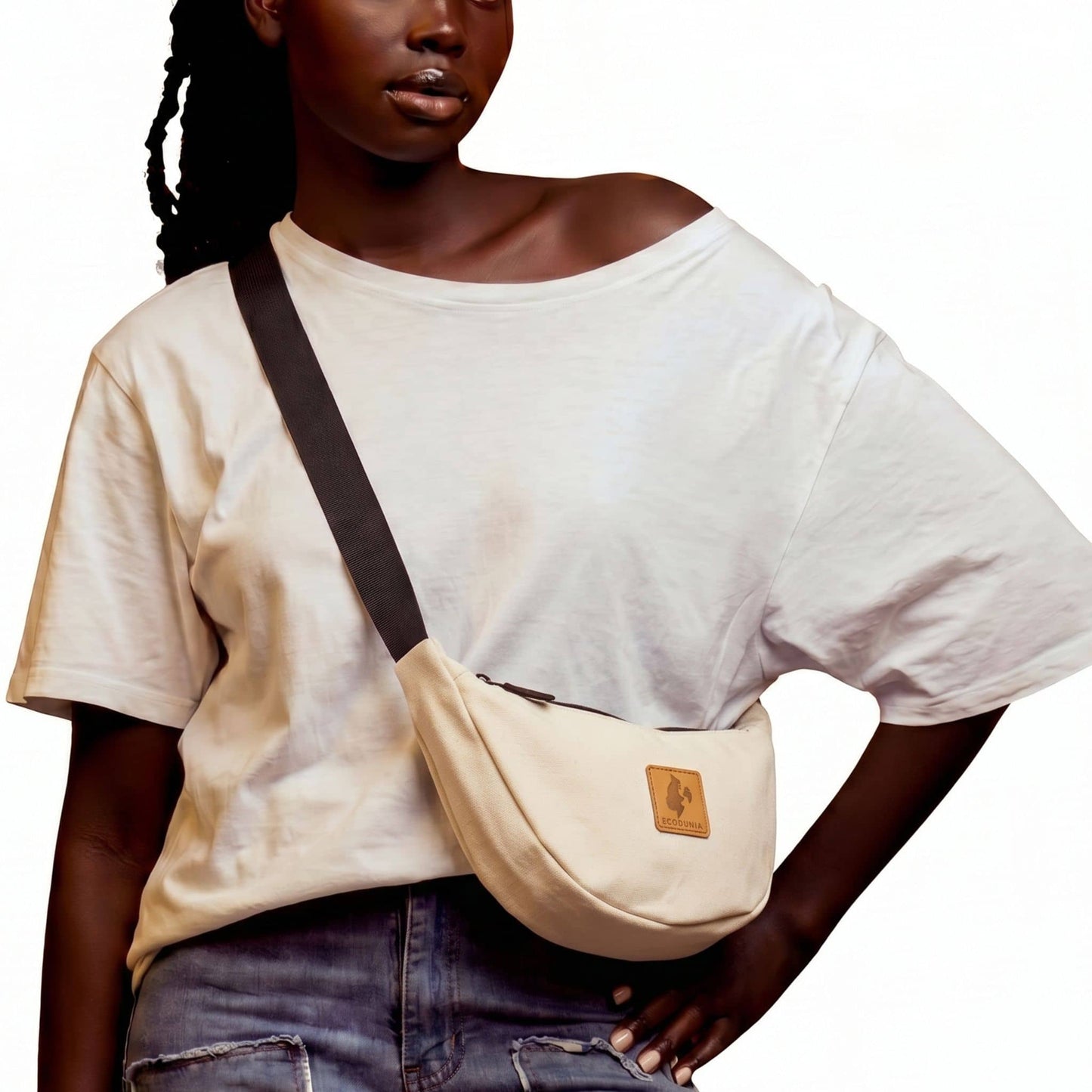 Round Mini Canvas Crossbody Shoulder Bag for Women