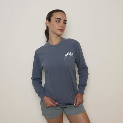 Nature Mountain Tree Pocket Comfort Colors Long Sleeve Shirt