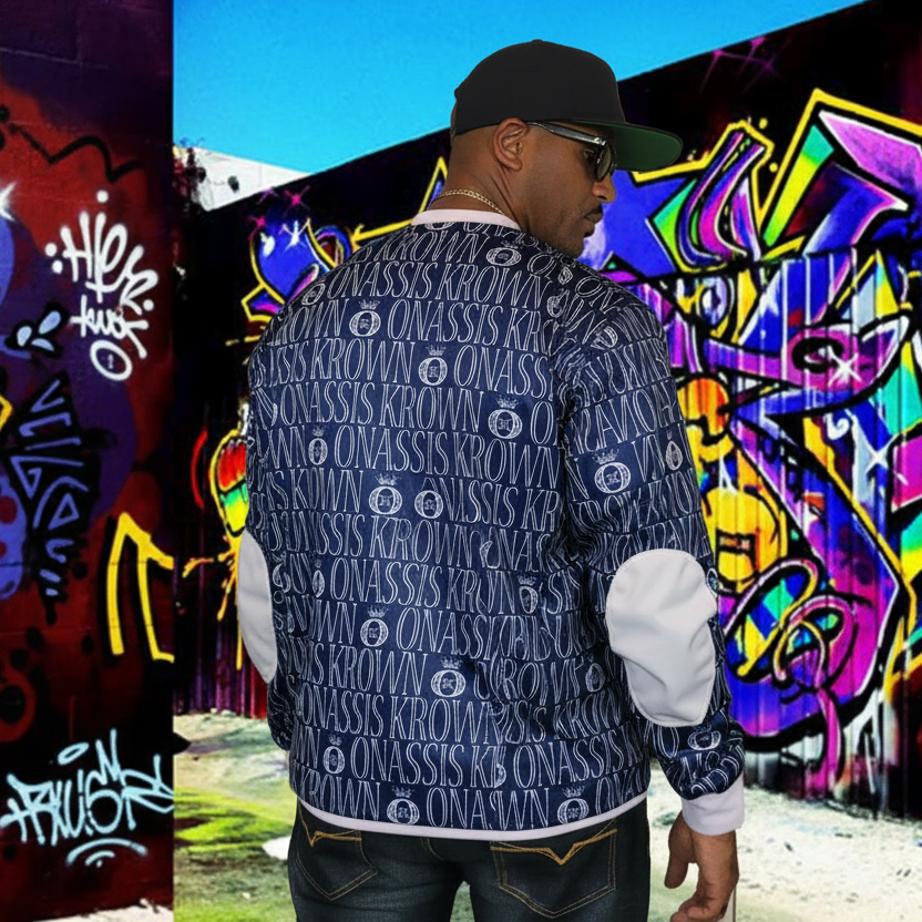 Blue All Over Print Designer Monogram Pullover