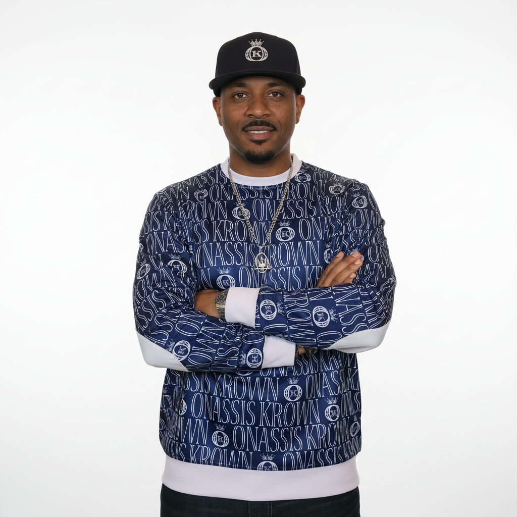 Blue All Over Print Designer Monogram Pullover