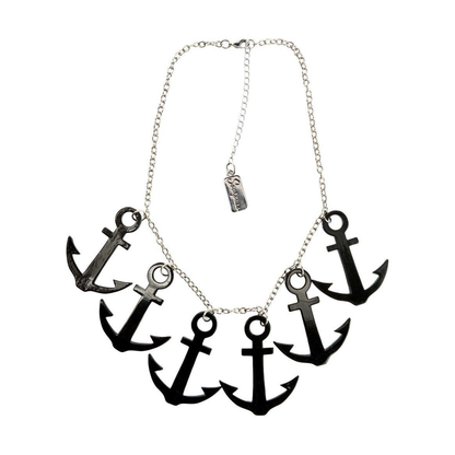 Necklace Sourpuss | Anchors Aweigh Nautical Statement Necklace in Black