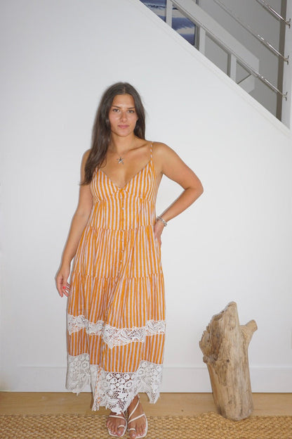 Irina Dress in Marigold Stripe