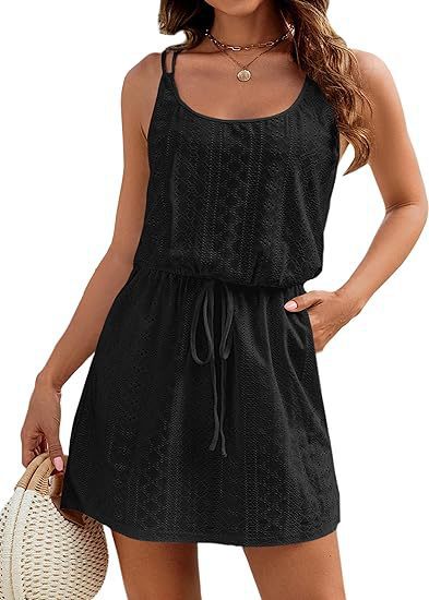 Women's Skeleton Swimsuit Blouse Crossed Back Swimming Blouse Thin Straps Bohemian Summer Dress