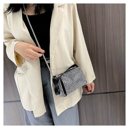 New Arrival Trendy Rhinestone Small Square Bag | Full Diamond Underarm Bag & Diamond-Embedded Women's Shoulder Crossbody Small Handbag