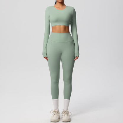 Double Sided Brushed Breathable High Elastic Tight Sports Set