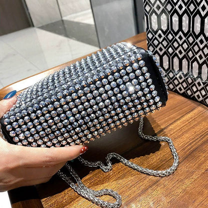 New Arrival Trendy Rhinestone Small Square Bag | Full Diamond Underarm Bag & Diamond-Embedded Women's Shoulder Crossbody Small Handbag