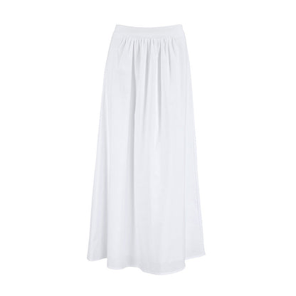 White Cotton Linen A line Skirt Loose High Waist Skirt Autumn Winter Long Skirt