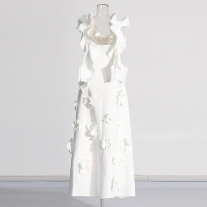 High-grade Stitching Three-dimensional Flower Sling Dress
