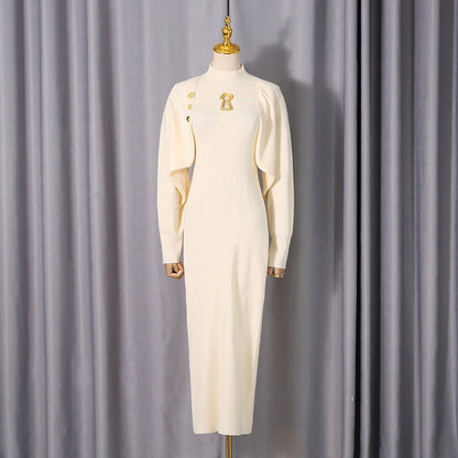Spring Sexy Wind Waist Slimming Half Turtleneck Pullover Dress Two Piece Sets Women
