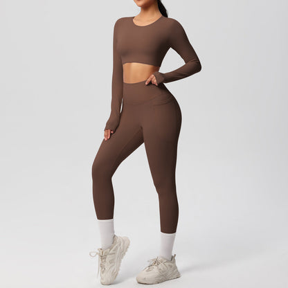 Double Sided Brushed Breathable High Elastic Tight Sports Set