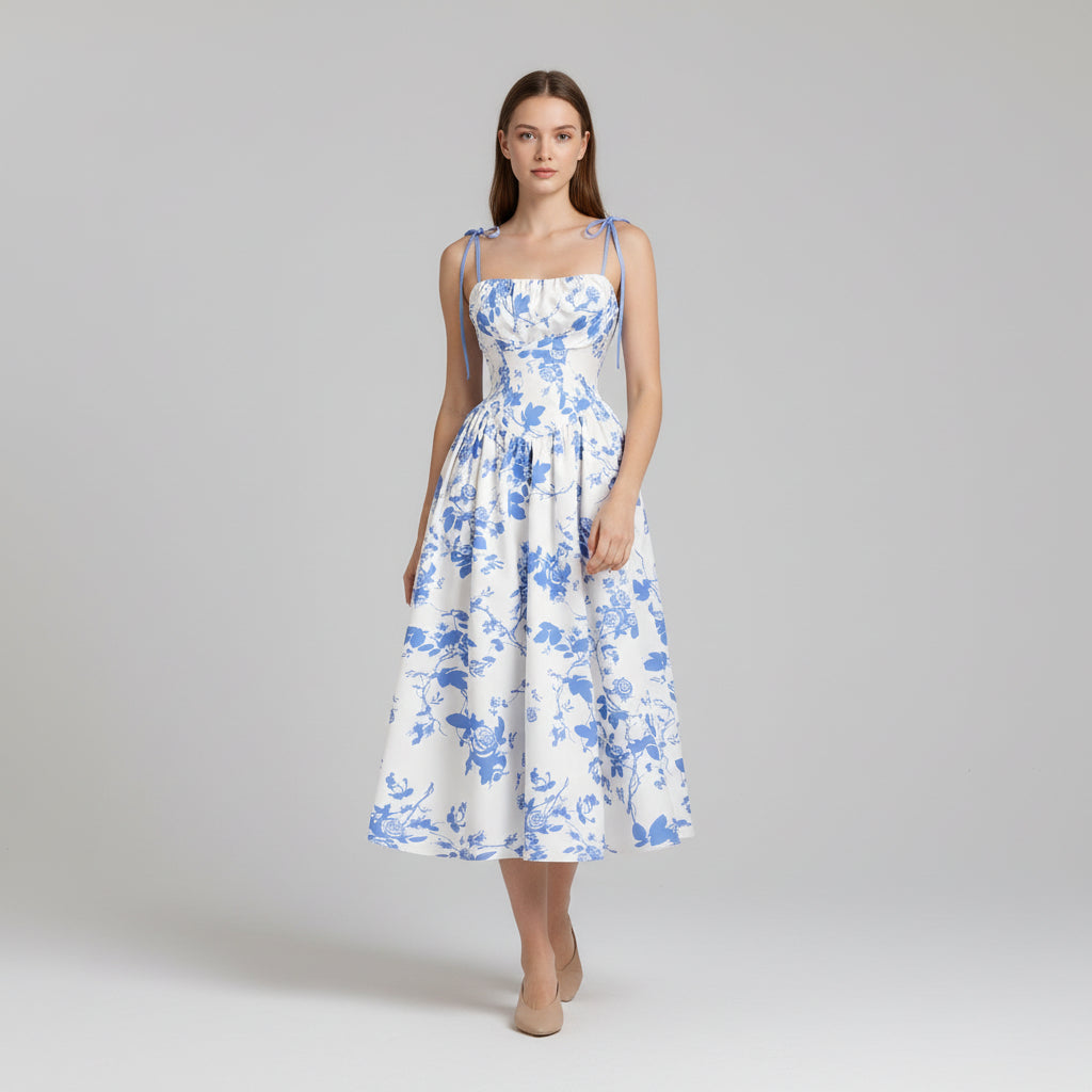 Tie-Shoulder Floral Mini Dress
