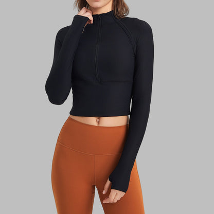Quick Drying Slim Fit Half Zipper Yoga Stand Collar Running Jacket