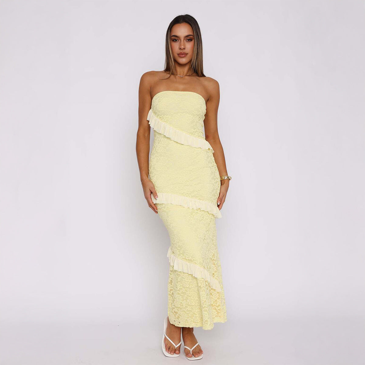 Women Clothing Summer Elegant Tube Top Package Hip Long Dress