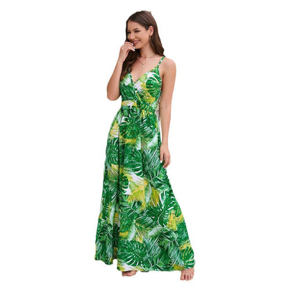 Summer Sexy Fashion Bohemian Print V-Neck Suspender Dress