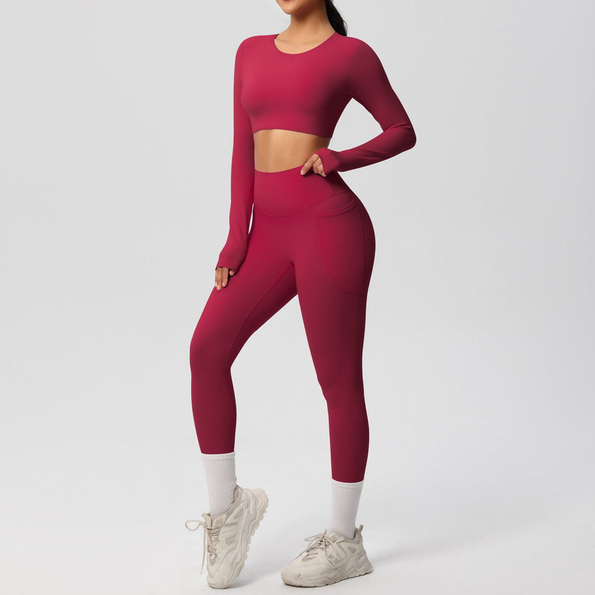 Double Sided Brushed Breathable High Elastic Tight Sports Set