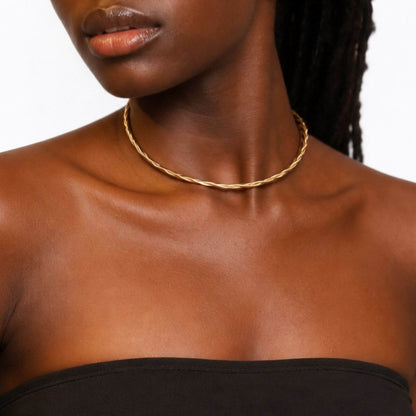 Open Collar Brass Choker Necklace for Women | Uzi