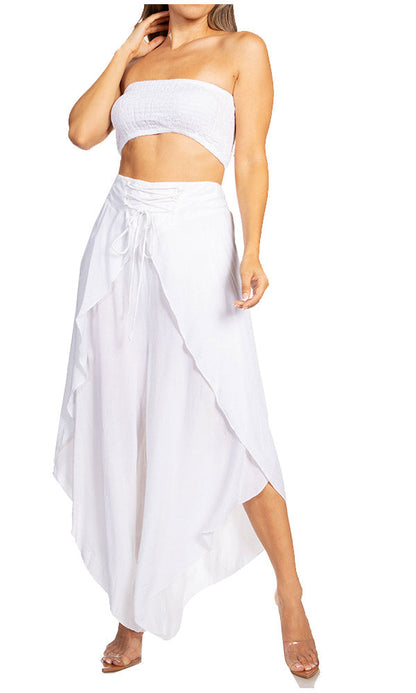 Sakkas Vanessa Women's Bandeau Tube Top & Wide leg Gaucho Pants Set Palazzo Boho - Buy One Get One