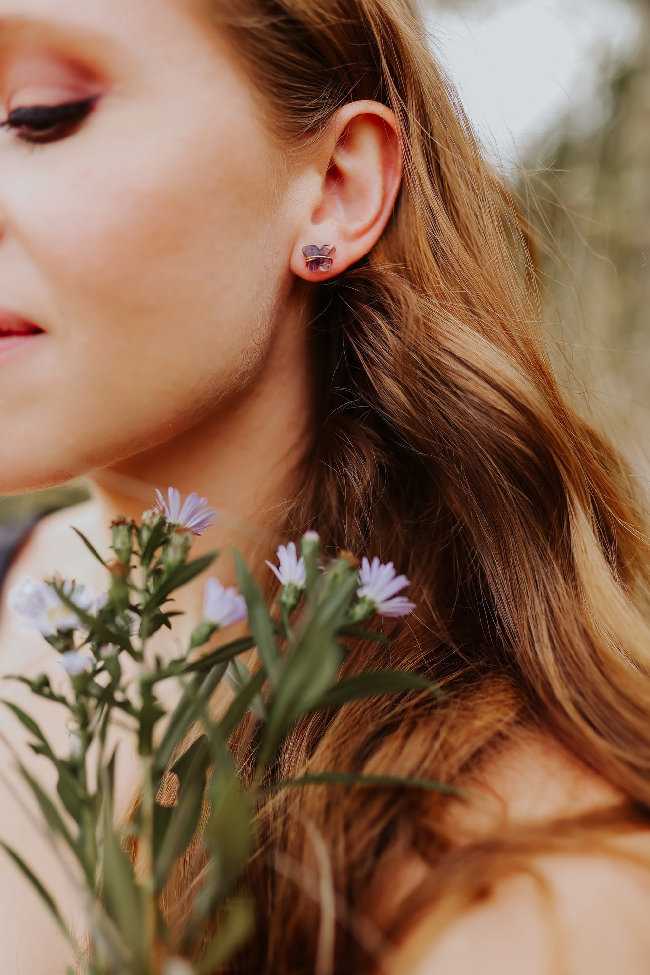 Papillon Studs - Fluorite