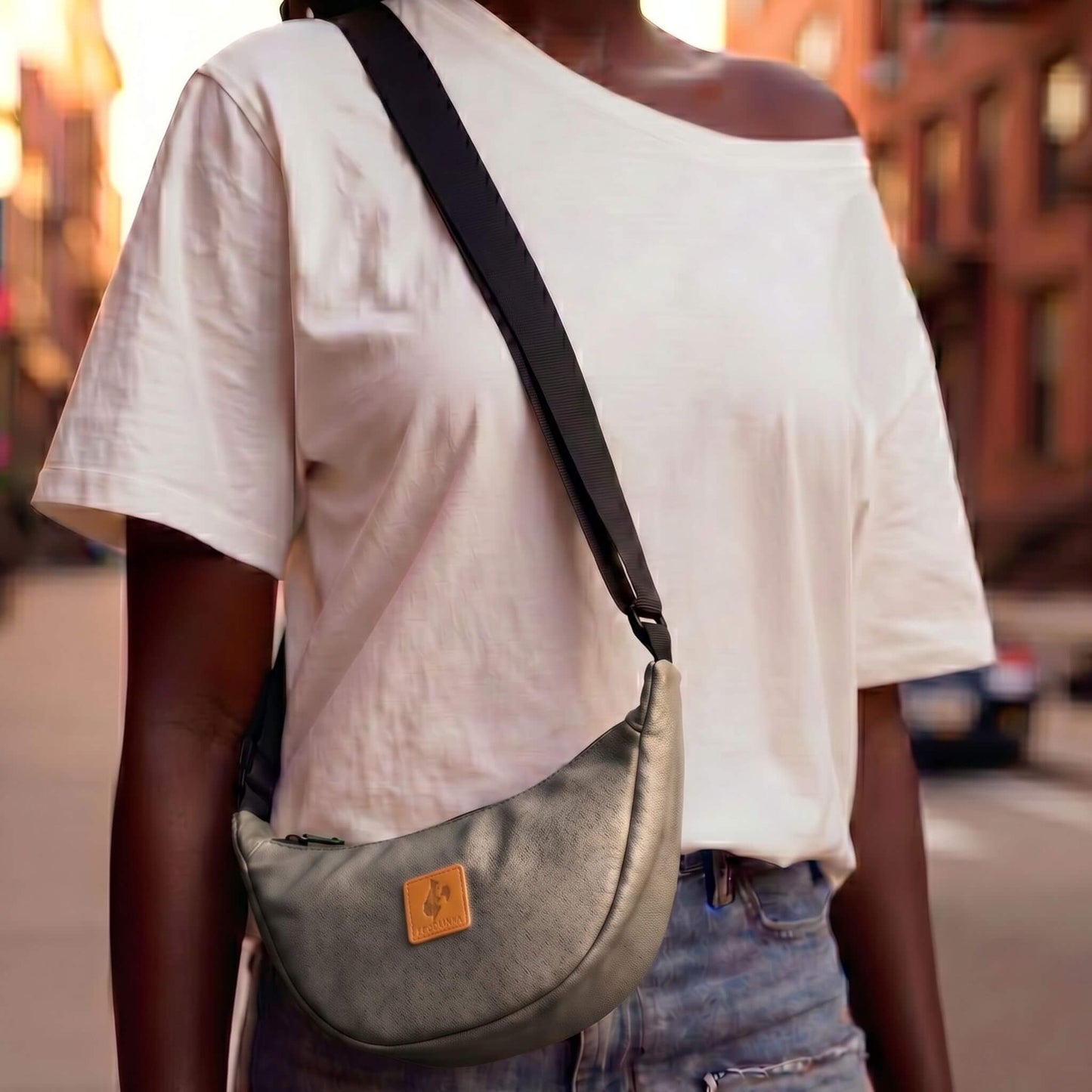 Round Mini Vegan Leather Crossbody Shoulder Bag