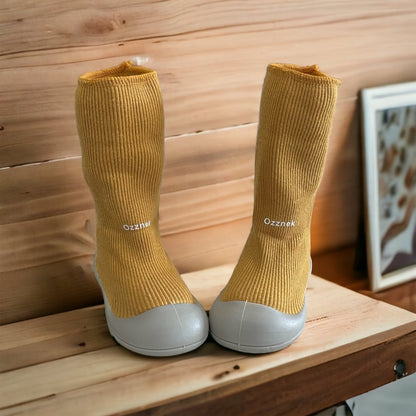 Toddler Sock Shoes with Rubber Soles | Fleece Winter Barefoot Shoes