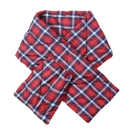 Plaid Check Puffy Scarf Check Quilted Pull Thru Scarf