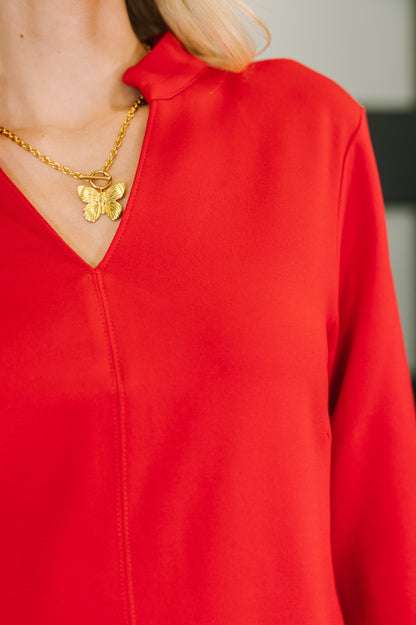 Portfolio Quarter Sleeve Dress in Red