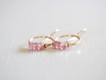 Posy Hoops - Strawberry Quartz