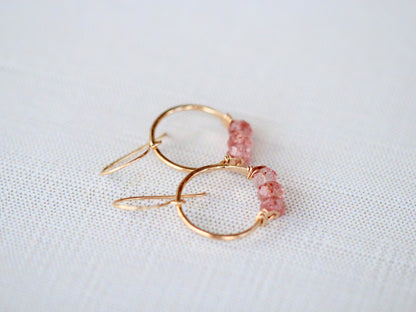 Posy Hoops - Strawberry Quartz