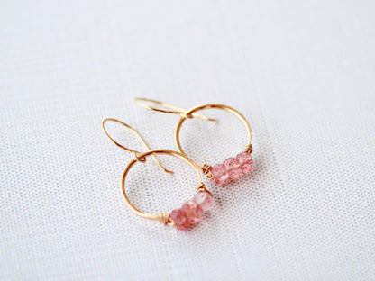 Posy Hoops - Strawberry Quartz