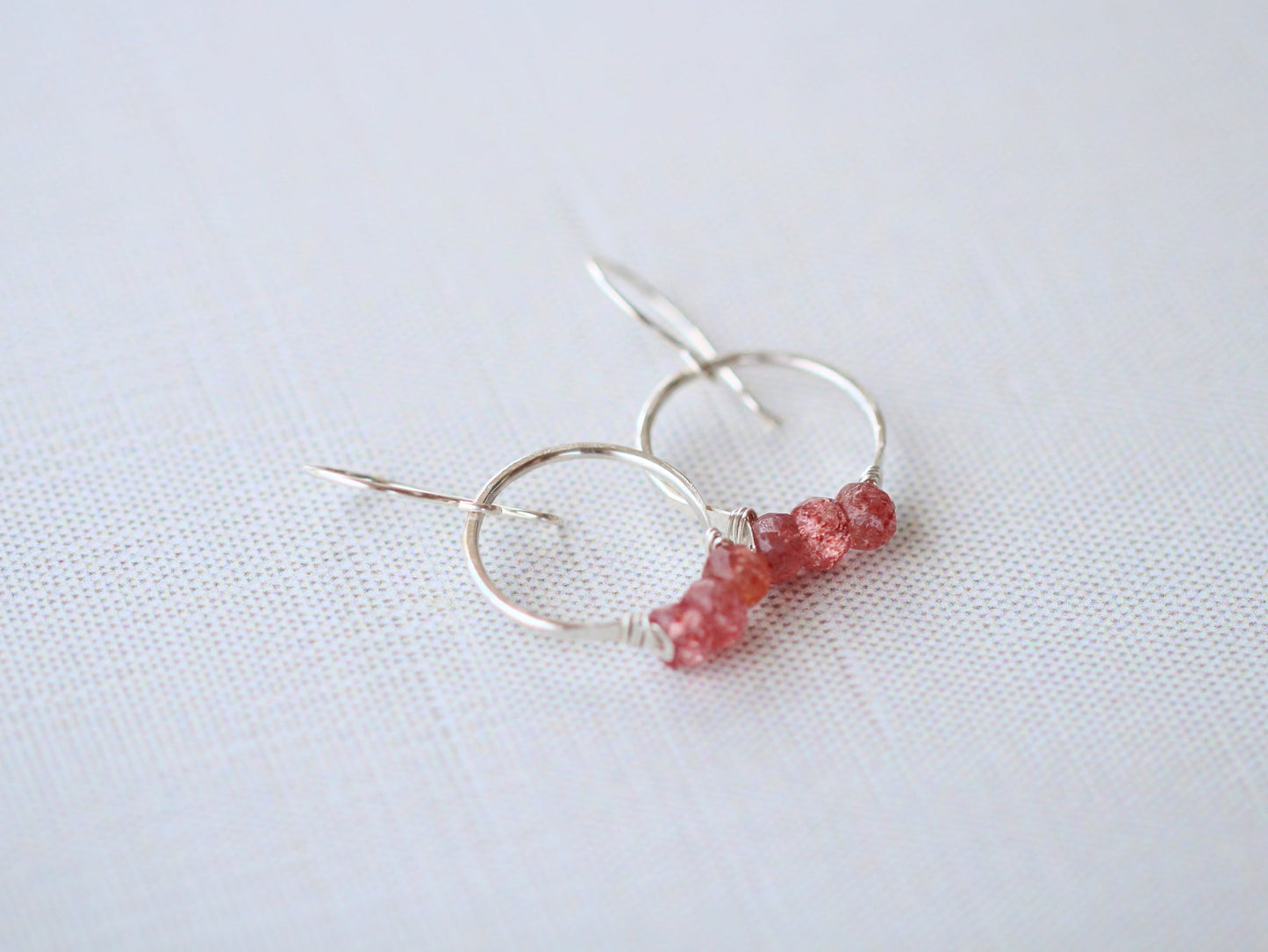 Posy Hoops - Strawberry Quartz
