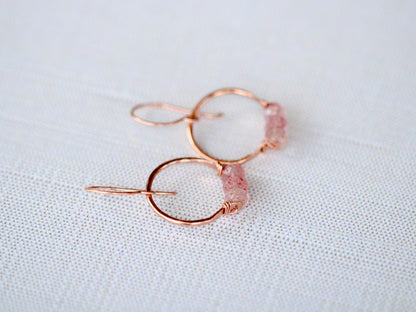 Posy Hoops - Strawberry Quartz