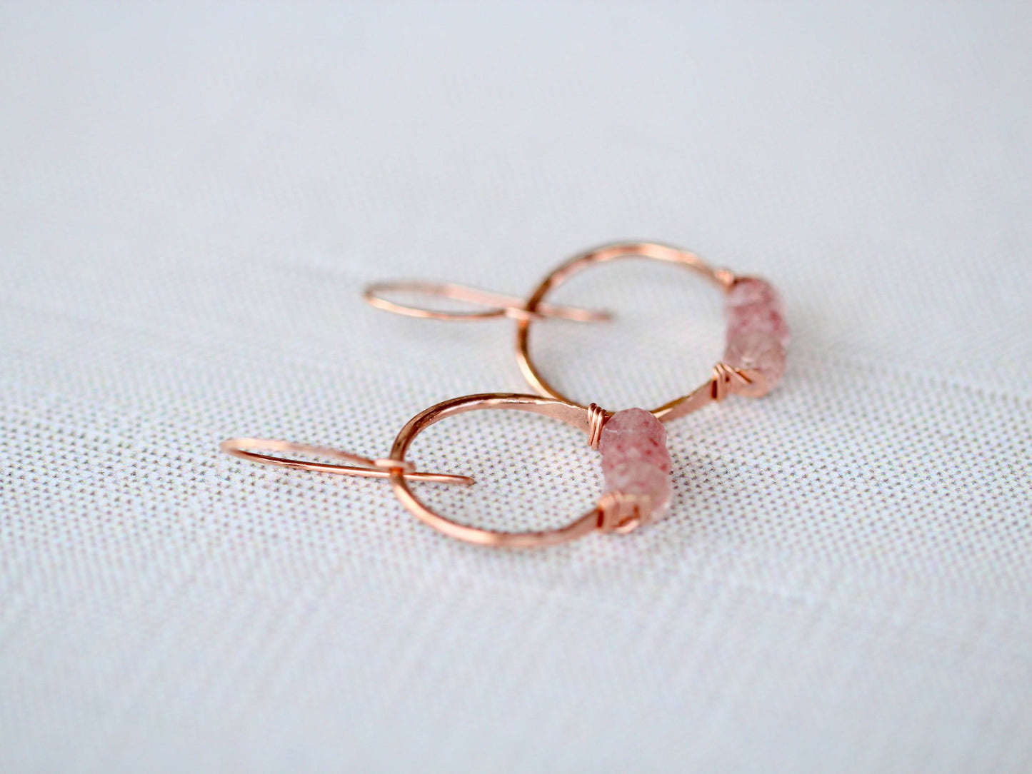 Posy Hoops - Strawberry Quartz