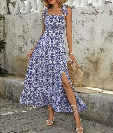 Miss Sparkling Mediterranean Print Maxi Dress