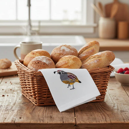 Bird Embroidered Cotton Tea Towels - Handmade Kitchen Gift