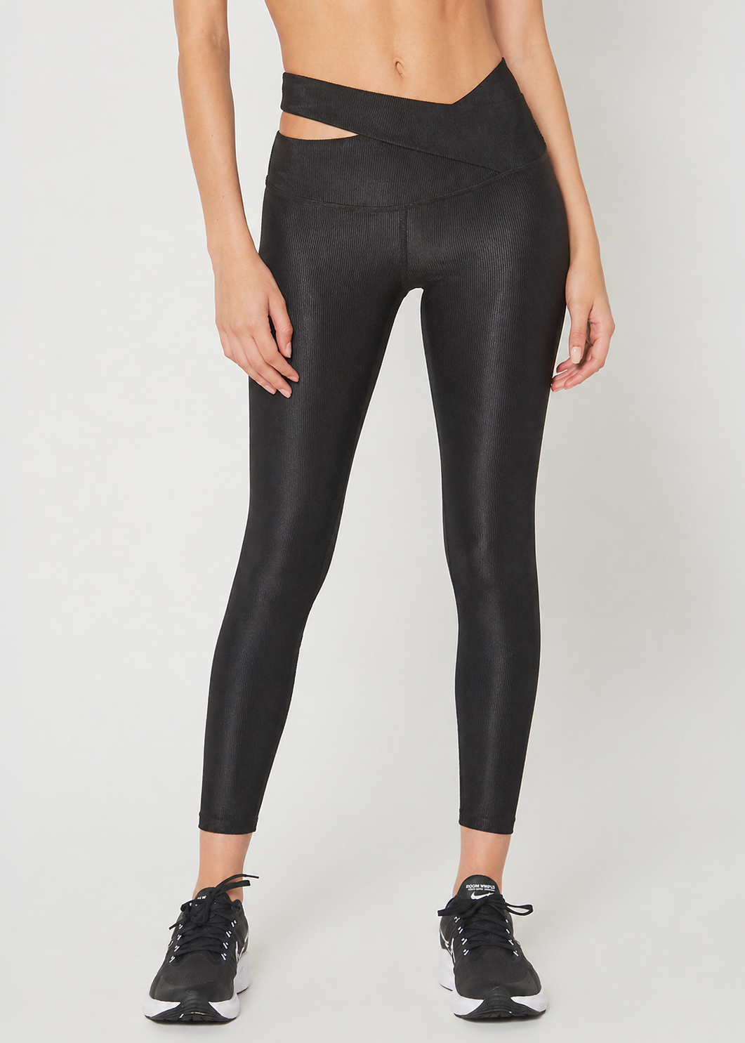 Ribbed Cross Over Waist Leggings Made in USA