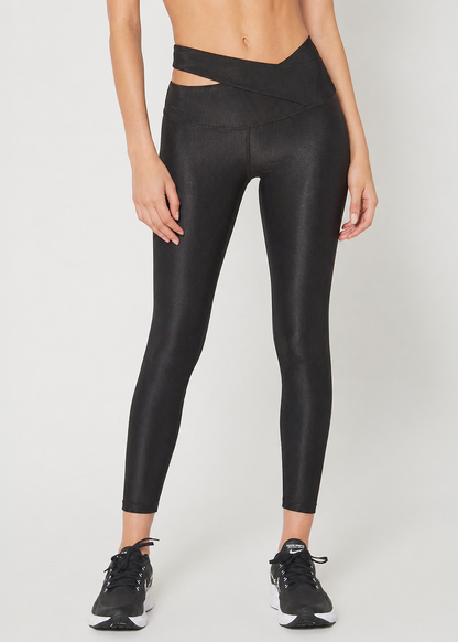 Ribbed Cross Over Waist Leggings Made in USA