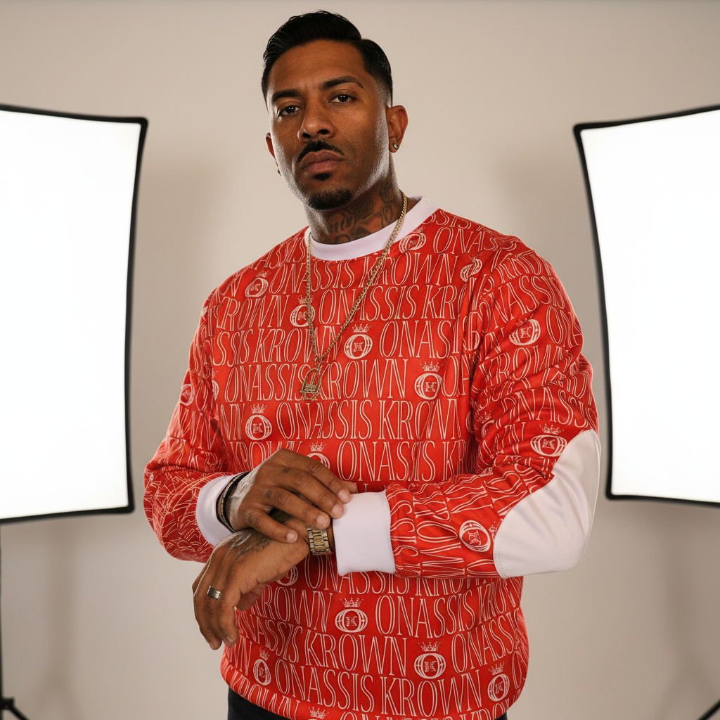 Red All Over Logo Designer Brand Monogram Pullover