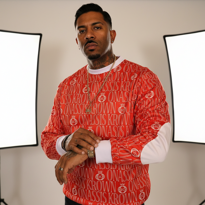 Red All Over Logo Designer Brand Monogram Pullover