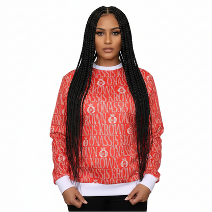 Red All Over Logo Designer Brand Monogram Pullover