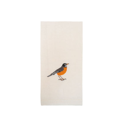 Bird Embroidered Cotton Tea Towels - Handmade Kitchen Gift