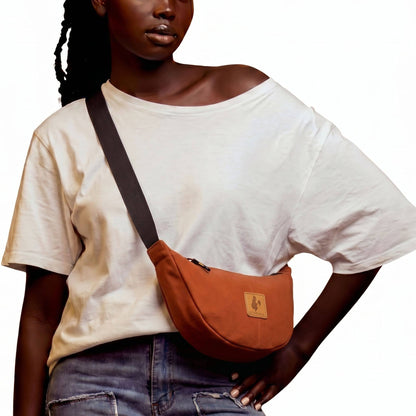 Round Mini Canvas Crossbody Shoulder Bag for Women