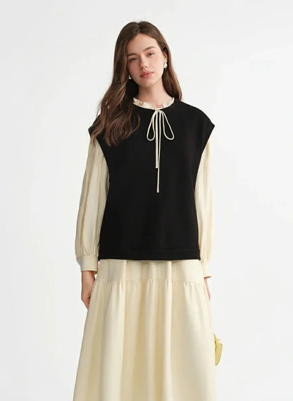 Plus Size French-Style Layered Skirt & Vest Set