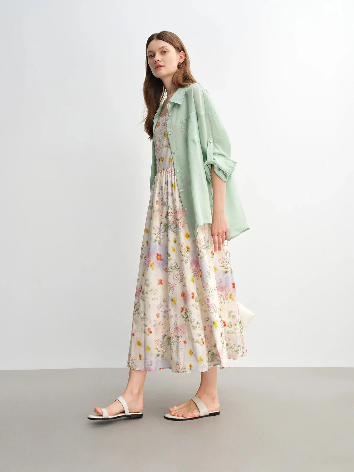 Floral Strappy Midi Dress Slimming Resort Style